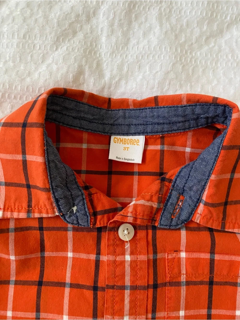 Gymboree Orange and Navy Plaid Button-Down Shirt